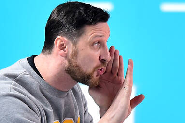 Trener Piotr Gruszka podczas zgrupowania kadry